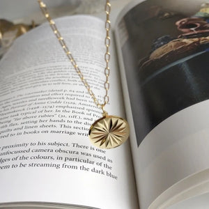 925 Silver Golden Radioactive Line Flower Round Necklace
