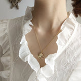 925 Silver Golden Radioactive Line Flower Round Necklace