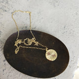925 Silver Golden Radioactive Line Flower Round Necklace