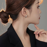 925 Silver V-Shaped Heart Hoop Earrings Smooth Texture