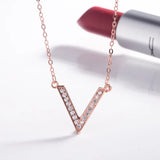 925 Silver V Initial Necklace for Women - Fine Jewelry Pendant