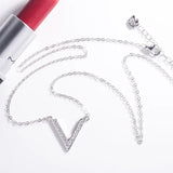 925 Silver V Initial Necklace for Women - Fine Jewelry Pendant