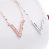 925 Silver V Initial Necklace for Women - Fine Jewelry Pendant