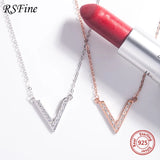 925 Silver V Initial Necklace for Women - Fine Jewelry Pendant