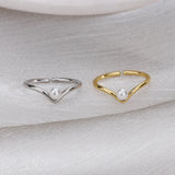 925 Silver V-shaped Pearl Zircon Ring for Women Girl Party