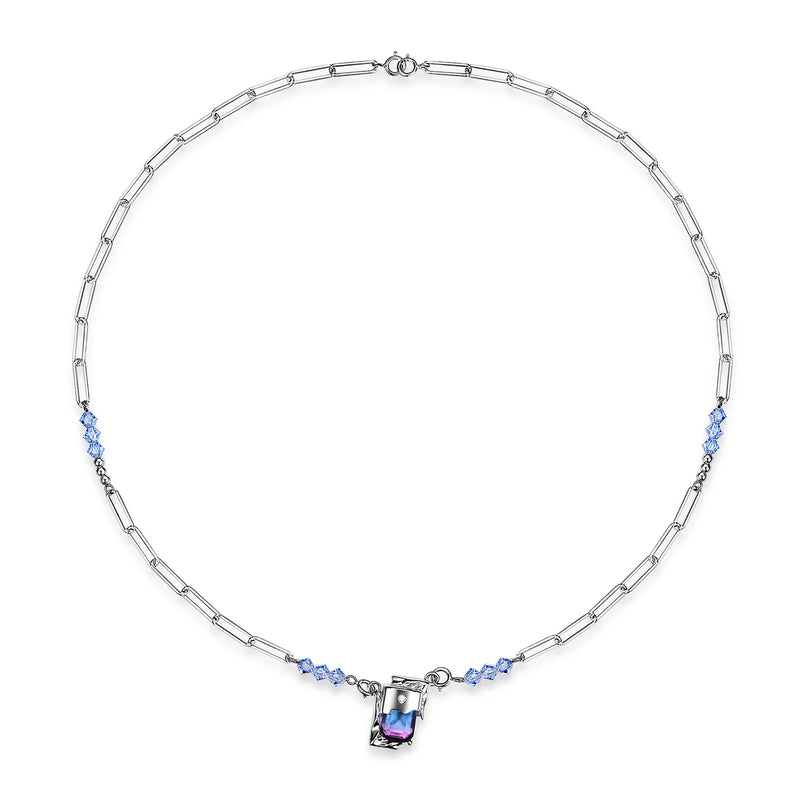 Sterling Silver Zircon Pendant Necklace Y2K Style Birthday Gift