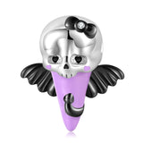 925 Silver Purple Skeleton Bow Girl Zircon Bead Charms for Women
