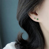 925 Silver Petite Red Green Zircon Stud Earrings