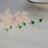 925 Silver Petite Red Green Zircon Stud Earrings