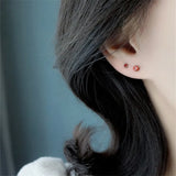 925 Silver Petite Red Green Zircon Stud Earrings