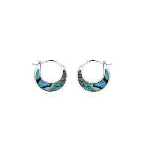 925 Silver Abalone Geometric Hoop Earrings Turquoise Ear Buckle Party Jewelry