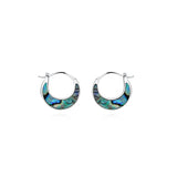 925 Silver Abalone Geometric Hoop Earrings Turquoise Ear Buckle Party Jewelry