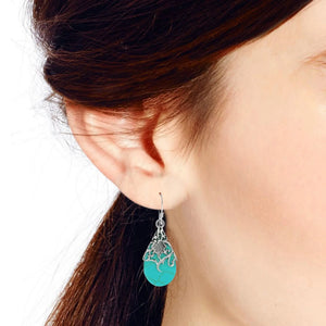 925 Silver Vintage Agate Diamond Earrings for Women