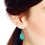 925 Silver Vintage Agate Diamond Earrings for Women