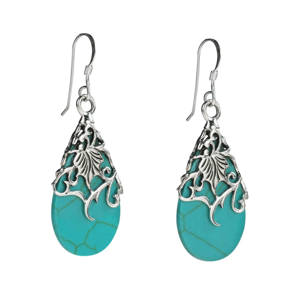 925 Silver Vintage Agate Diamond Earrings for Women