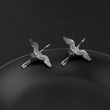 925 Silver Vintage Crane Birds Thai Stud Earrings TYB160