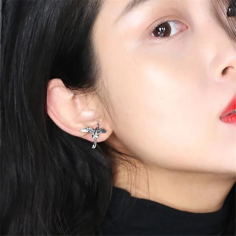 925 Silver Vintage Crane Birds Thai Stud Earrings TYB160