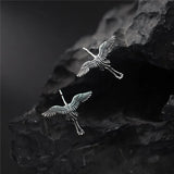 925 Silver Vintage Crane Birds Thai Stud Earrings TYB160
