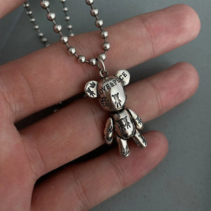 925 Silver Vintage Bear Choker Necklace Wide Fine Jewelry