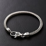 925 Silver Vintage Bracelet Square Chain Quatrefoil Lobster Clasp