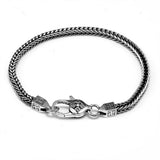 925 Silver Vintage Bracelet Square Chain Quatrefoil Lobster Clasp