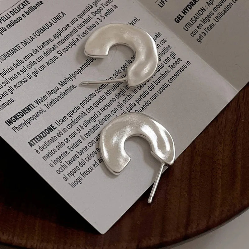 925 Sterling Silver Vintage C Shape Earrings For Women