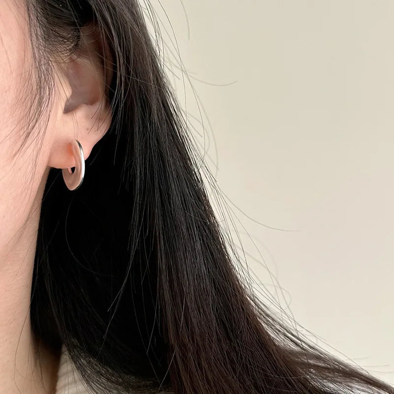 925 Sterling Silver Vintage C Shape Earrings For Women