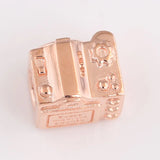 925 Silver Vintage Camera Charm Rose Bead European Jewelry