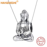 925 Silver Vintage Chinese Buddha Pendant Necklace Jewellery Gift