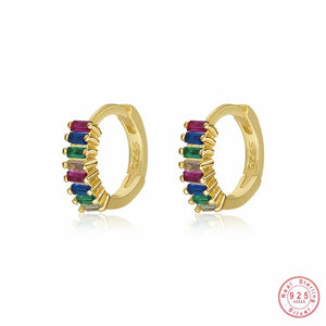 925 Silver Vintage Zircon Stud Earrings Women Jewelry