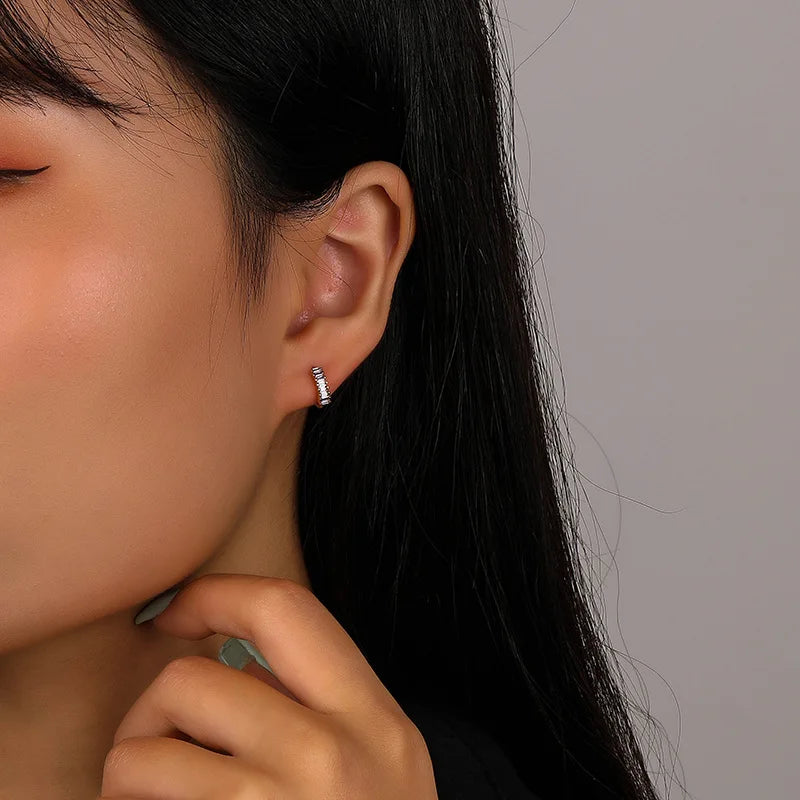 925 Silver Vintage Zircon Stud Earrings Women Jewelry