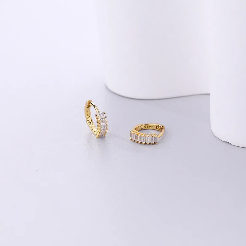 925 Silver Vintage Zircon Stud Earrings Women Jewelry