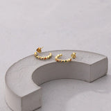 925 Silver Vintage Zircon C-Shaped Stud Earrings