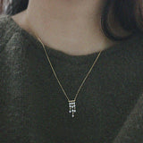 925 Silver Crystal Tassel Choker Necklace 14K Plate