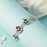 925 Sterling Silver Daisy Flower Charm Bracelet Women Wedding Jewelry
