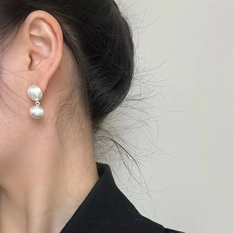 925 Silver Vintage Double Balls Earrings For Women