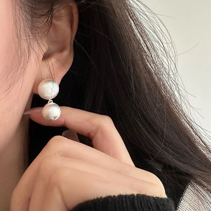 925 Silver Vintage Double Balls Earrings For Women
