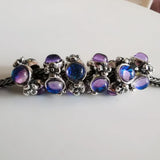 925 Silver Vintage Flowers Glass Charm Bead for European Bracelet