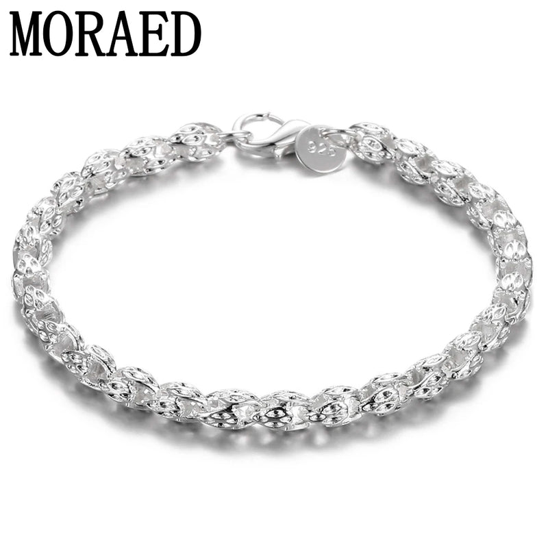 925 Silver Vintage Geometric Bracelet Wedding Engagement Party Charm Jewelry