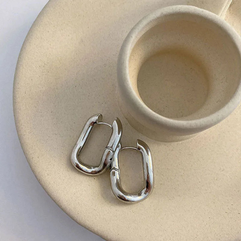 925 Silver Vintage Triangle Earrings Women Jewelry Party Gift