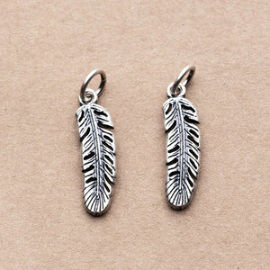 925 Sterling Silver Vintage Japan Feather Charms 22mm Dangle Pendants