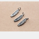 925 Sterling Silver Vintage Japan Feather Charms 22mm Dangle Pendants