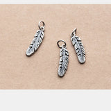 925 Sterling Silver Vintage Japan Feather Charms 22mm Dangle Pendants