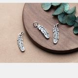925 Sterling Silver Vintage Japan Feather Charms 22mm Dangle Pendants