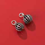 925 Sterling Silver Vintage Charms Hollow Ball Earring Bangle Pendant
