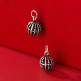 925 Sterling Silver Vintage Charms Hollow Ball Earring Bangle Pendant
