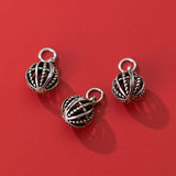 925 Sterling Silver Vintage Charms Hollow Ball Earring Bangle Pendant