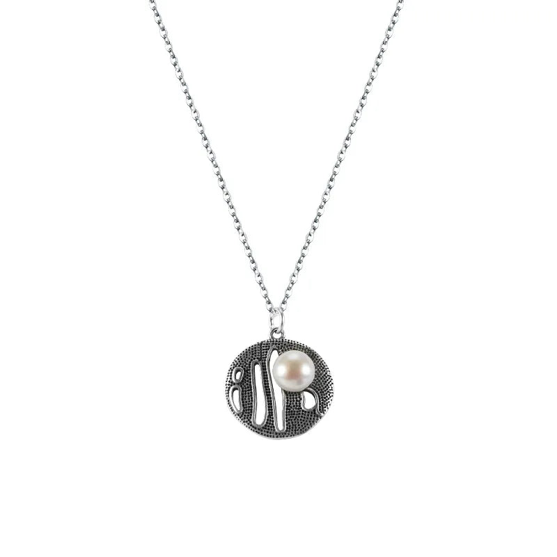 925 Silver Vintage Pearl Necklace Antique Pendant Jewelry