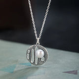 925 Silver Vintage Pearl Necklace Antique Pendant Jewelry