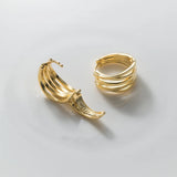 925 Silver Vintage Interware Lines Earrings For Women